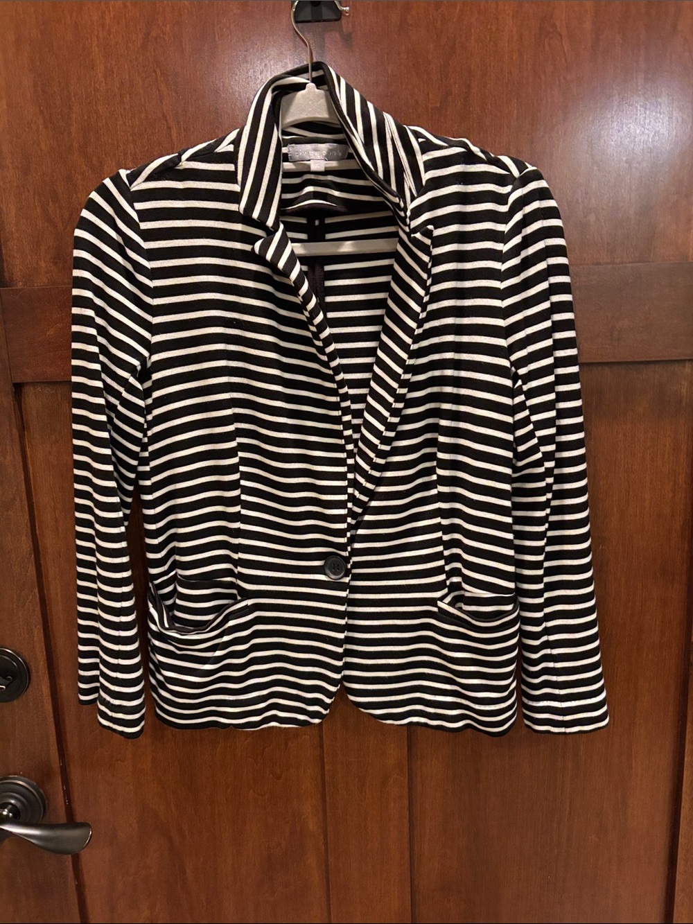 Olivia Moon Black and White Striped Blazer